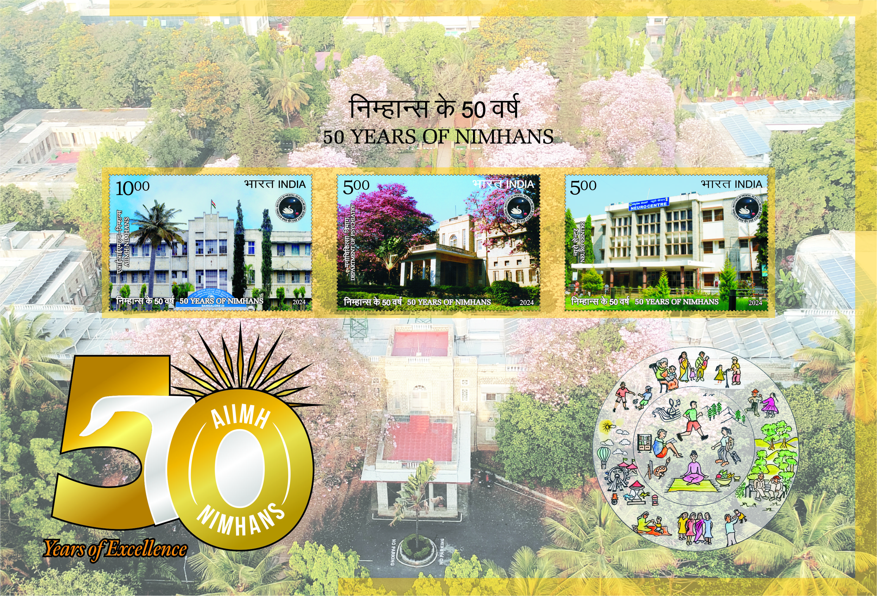 50 Years of NIMHANS postage stamp